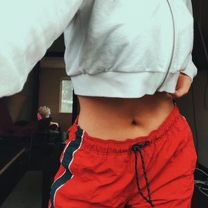 Red Track Pants with Synched Waist